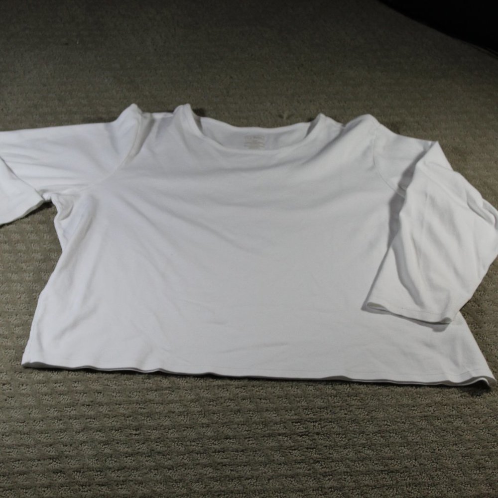 LL Bean White Supima Cotton 3/4 Sleeve Top